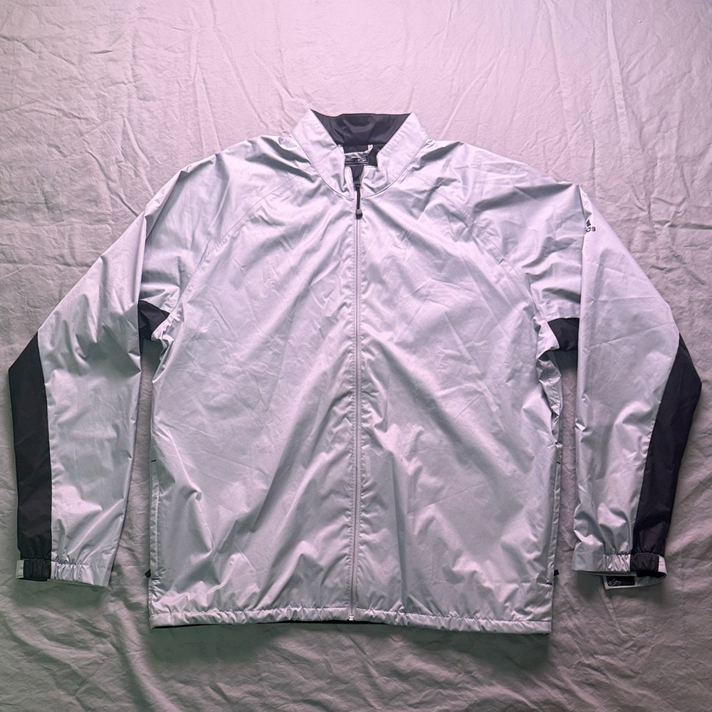 Adidas Men's Light Gray and Black Golf Windbreaker